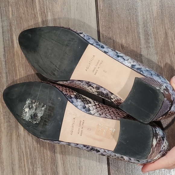 Aquatalia Pasha Pump Snakeskin print Block Heels shoes leather sandals 8 - Picture 15 of 15